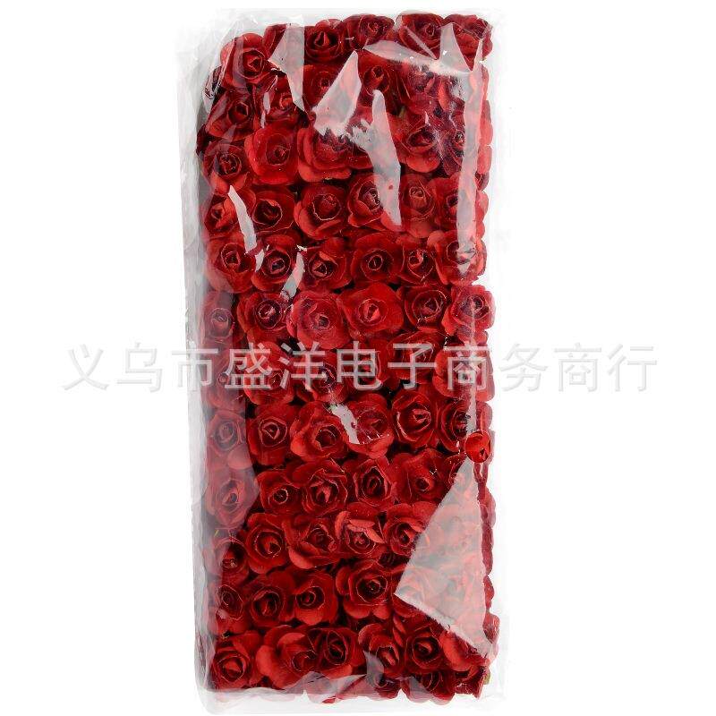 迷你中号纸玫瑰假花制作花环手环喜糖盒礼盒装饰婚礼仿真花