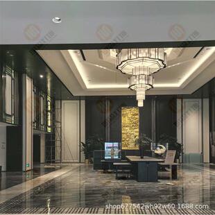 中山灯具定制酒店大包间吸顶灯简约轻奢灯后现代厅会所水晶灯