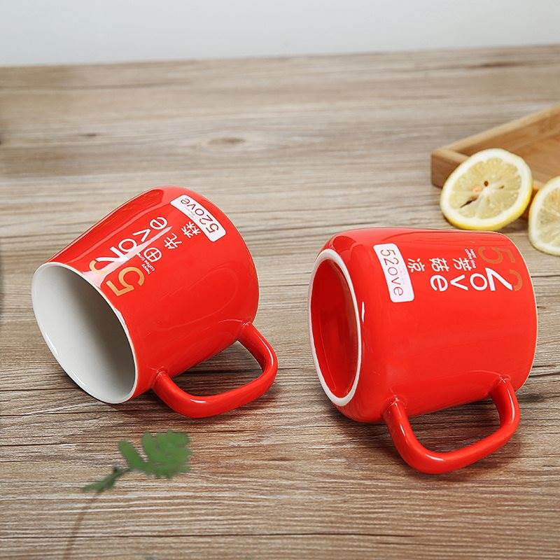 Wedding ceramic cups couple water cups a pair of red mugs在类目 餐饮具, 杯子/水杯/水壶, 马克杯中 - 来自Buy2taobao.com提供专业的淘宝代购服务