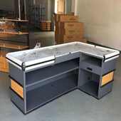 7字型收银台 大型 商用收银台 超市便利店零食店不锈钢台面豪华款