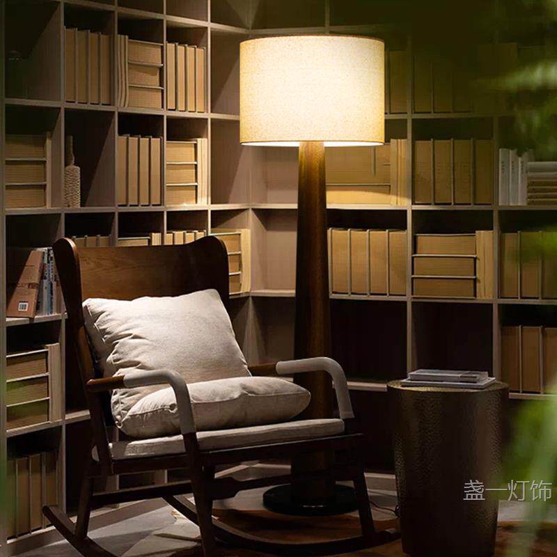 [木修远-屹崒]中古落地灯客厅沙发旁边意式复古高级实木原木灯具