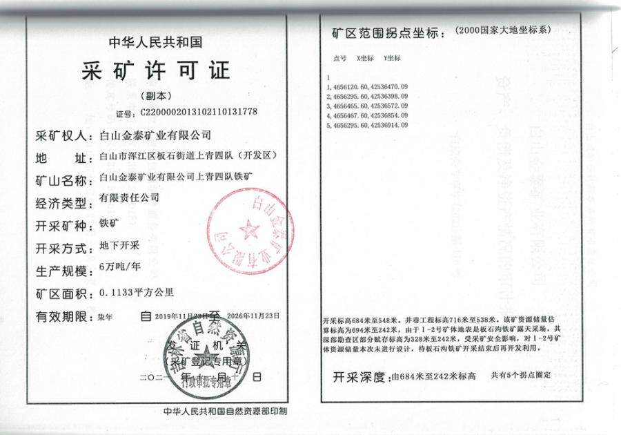 4月4日白山市矿业公司建筑物、井巷工程、采矿权等网络拍卖公告