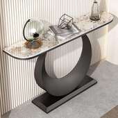 式 轻奢岩板玄关台半圆关玄关柜现代简约墙入106户岩靠板玄桌端景