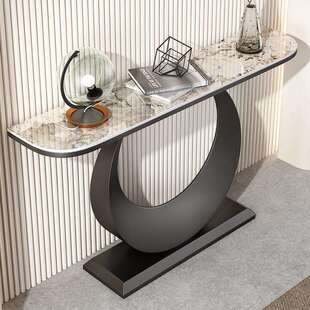 意式 柜轻奢岩代板玄关台半圆玄关现简约墙入户靠岩板玄LAY关桌端