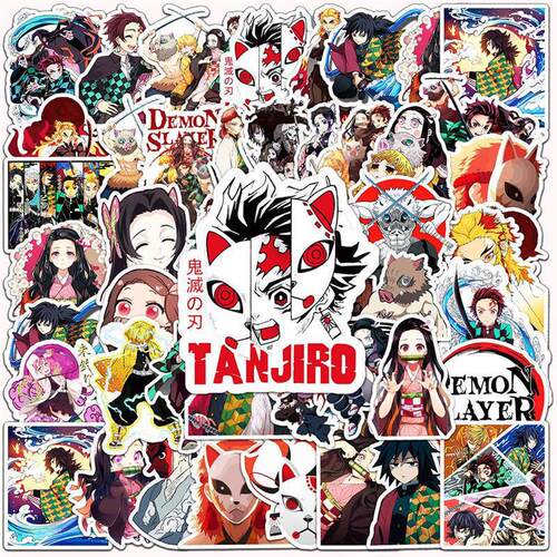 50pcs Demon Slayer Anime Stickers for Laptop Car Skateboard