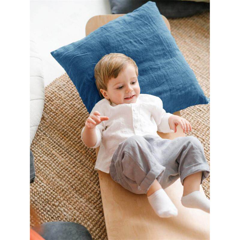 100%亚麻布艺简约风纯色客厅沙发靠背抱枕套含芯飘窗靠垫床头腰靠