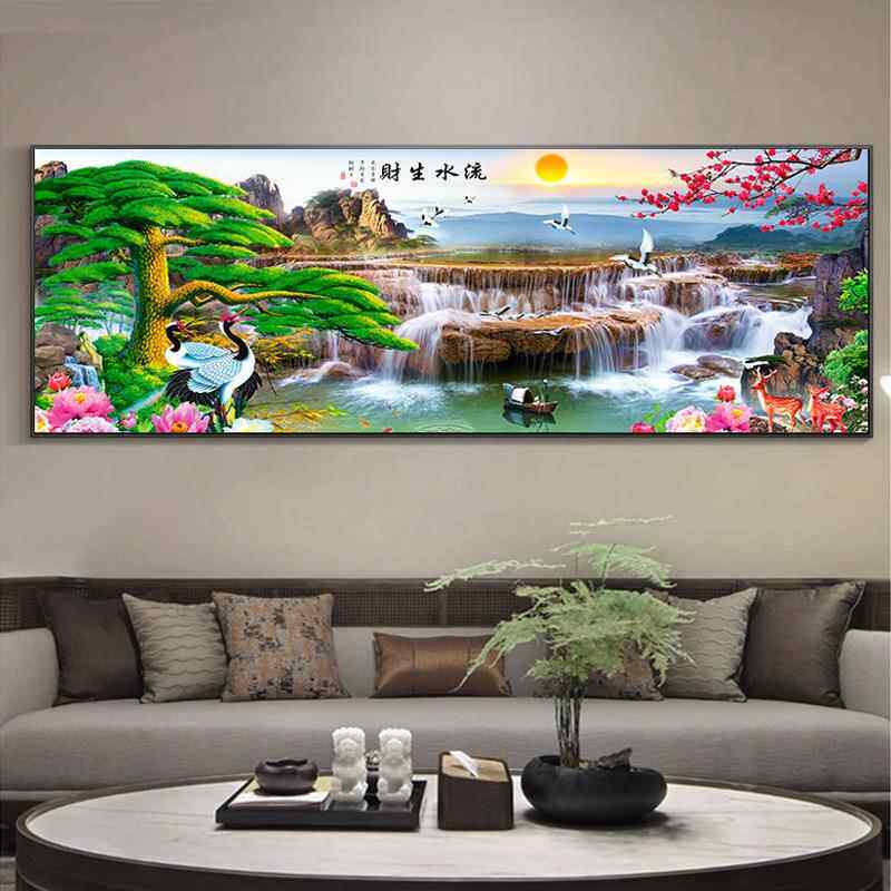 山水画风景山中水画风水沙靠山客厅装饰画办式公室字画挂画壁画发