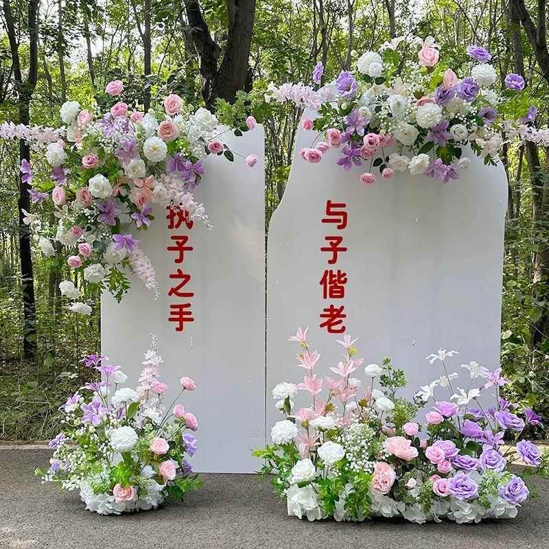 婚地花森系莫奈风花排装布置婚礼花假花路排引花新款饰花艺热厂家