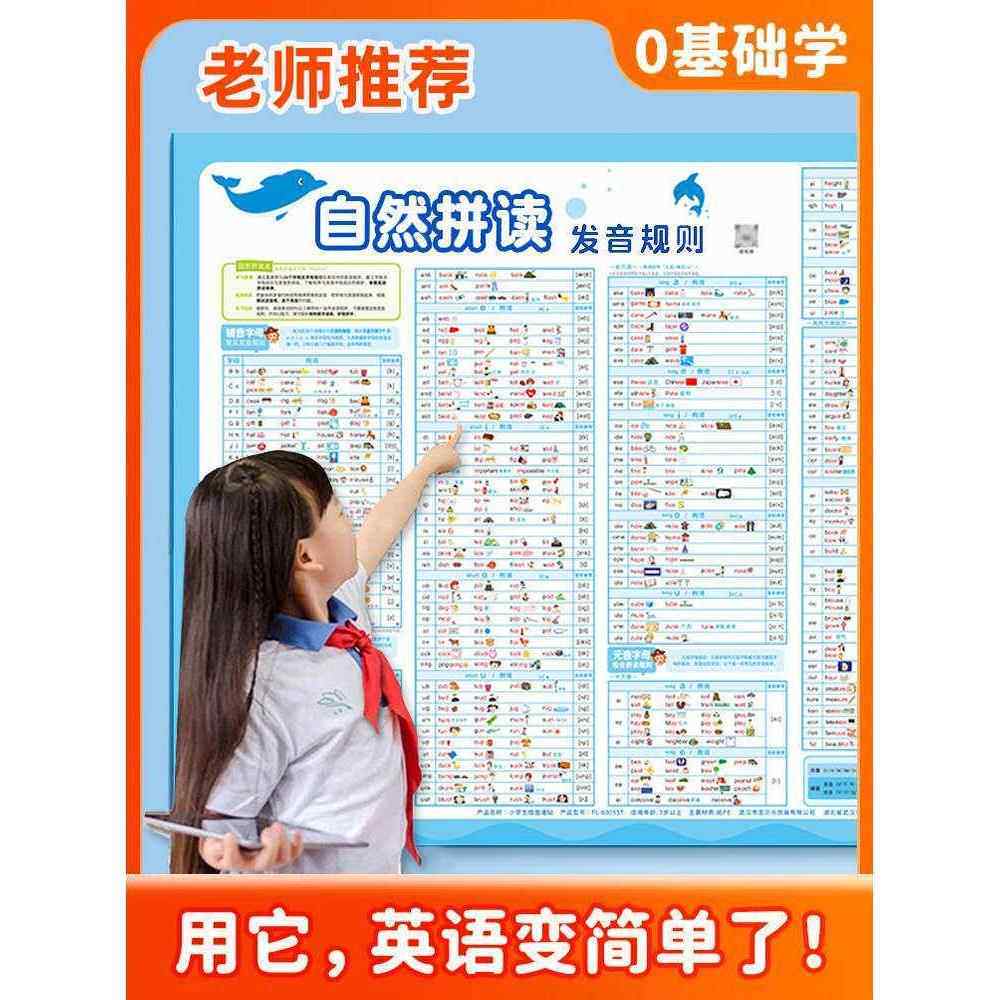 小学英语自然拼读发音规则表入门学习神器国际音标发音有声挂图卡