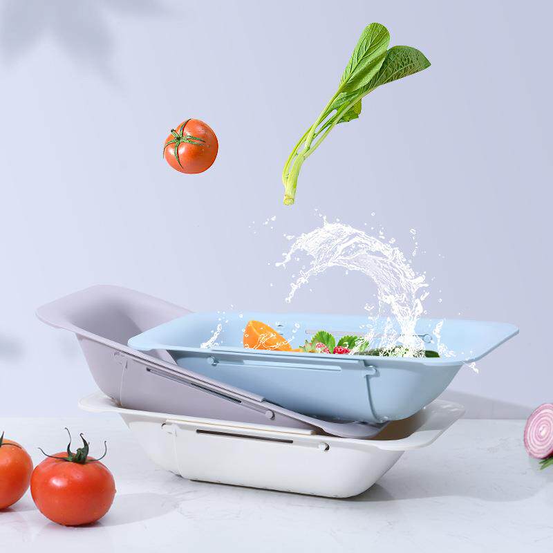 洗菜篮沥水篮伸缩沥水篮厨房蔬菜沥水蓝塑料蓝洗菜洗水果