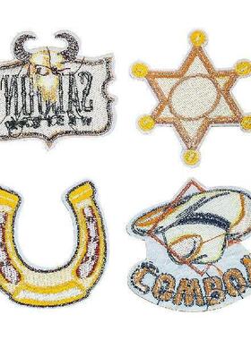 9PCS/SET Western Style Denim Patches Set Embroidery Iron on