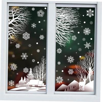 Christmas Window Snow Stickers Glass electrostatic sticker