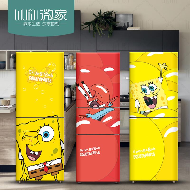 海绵宝宝卡通冰箱贴纸全贴翻新贴创意装饰贴画自粘防水个性定制