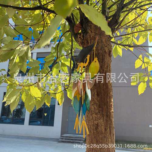 owl wind chime 2024亚马逊新款猫头鹰风铃户外挂饰带声音挂饰