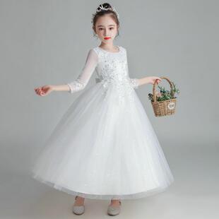 儿童婚纱裙花童礼服公主裙小女孩演出服女童蓬蓬纱洋装子春秋冬