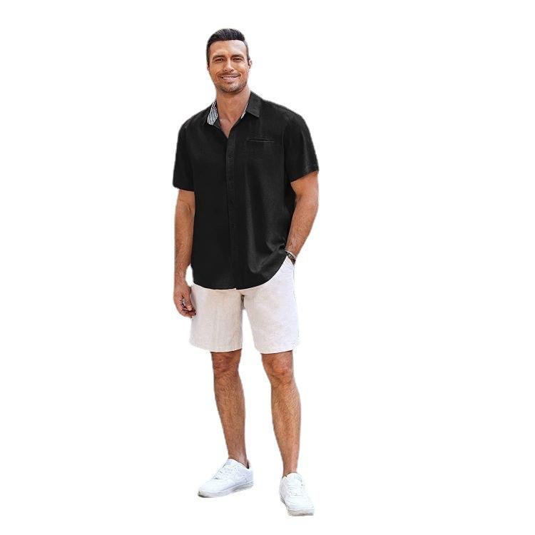 British mens popular short shirt cardigan sleeve thin lapel
