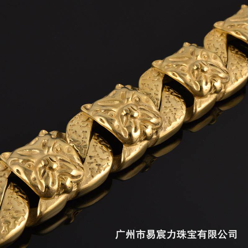 厂家直销32MM宽恶霸犬牵引绳钛钢不锈钢宠物狗链铸造粗款狗牵引链