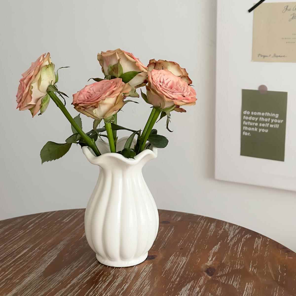 白色覆古陶瓷花瓶法国无障碍豪华高端现代简约风格装饰品客厅插花