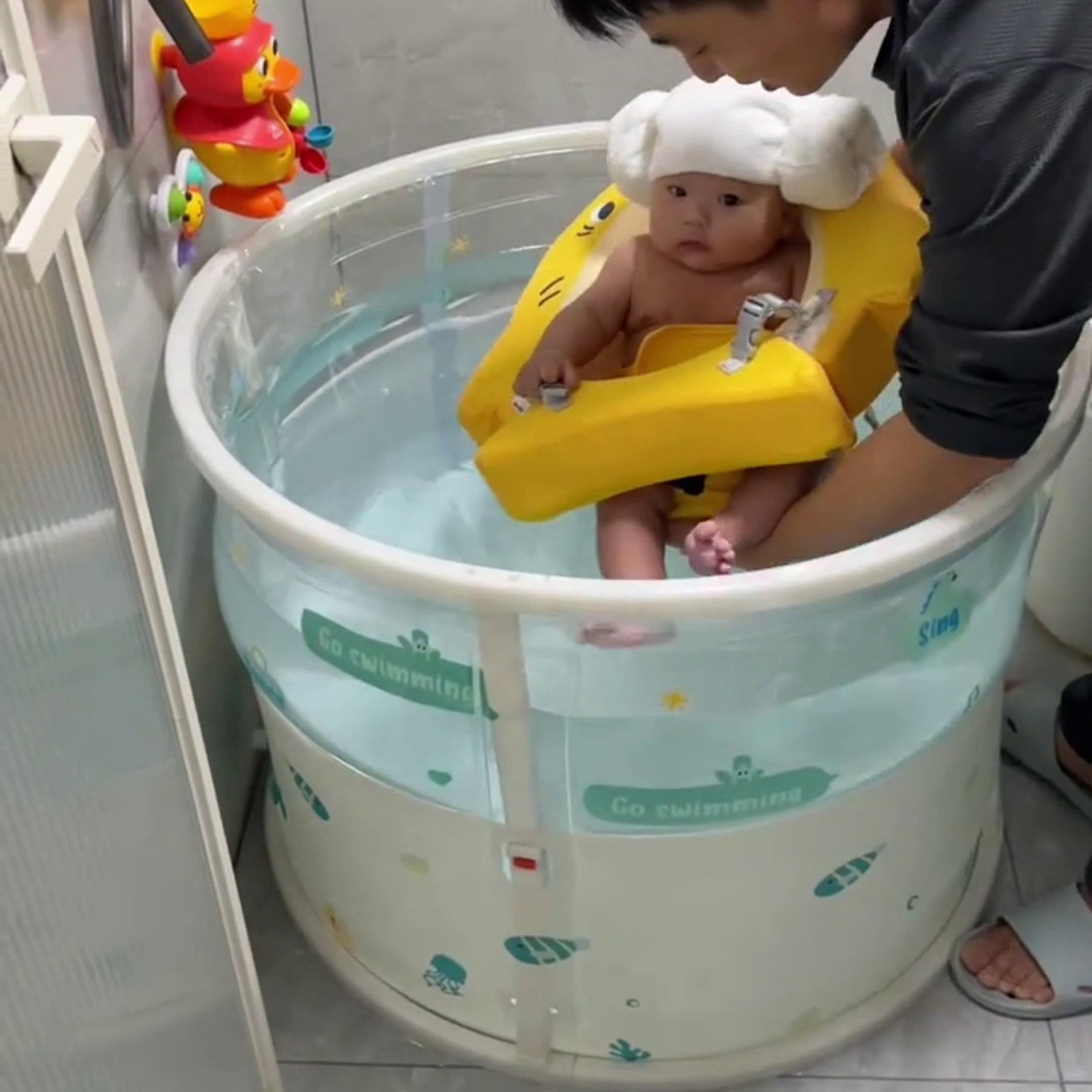 网红同款婴儿游泳桶新生儿童泡澡桶家用可折叠游泳宝宝浴桶