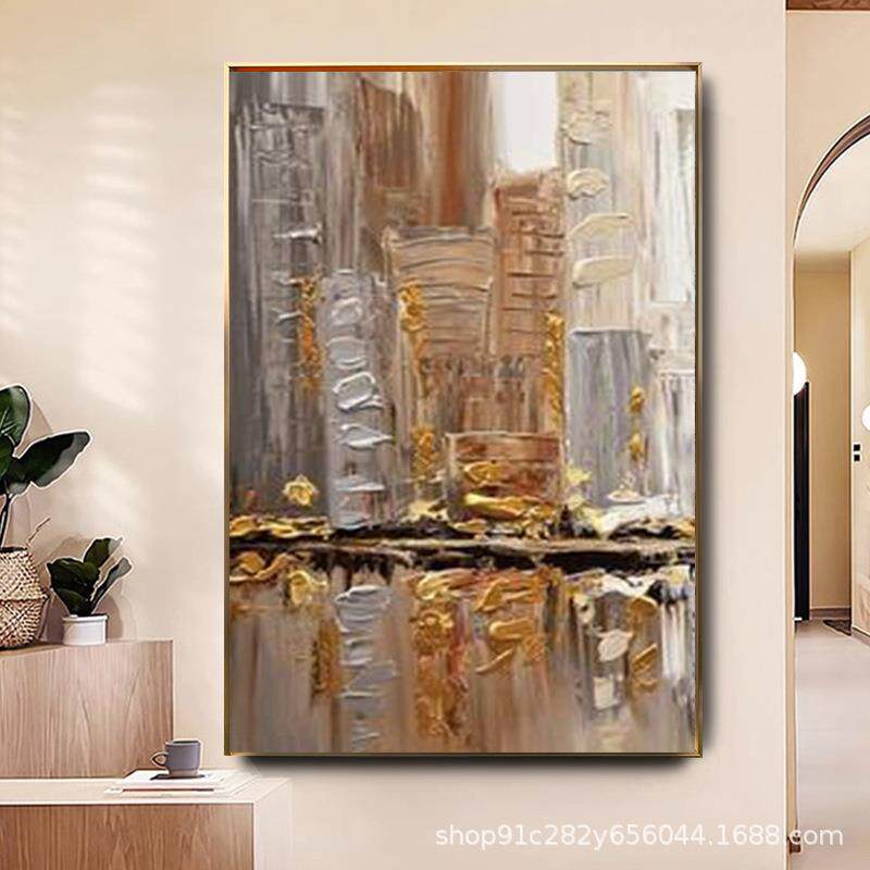 纯手绘油画【峡谷】客厅玄关沙发背景立体装饰画餐厅酒店抽象挂画