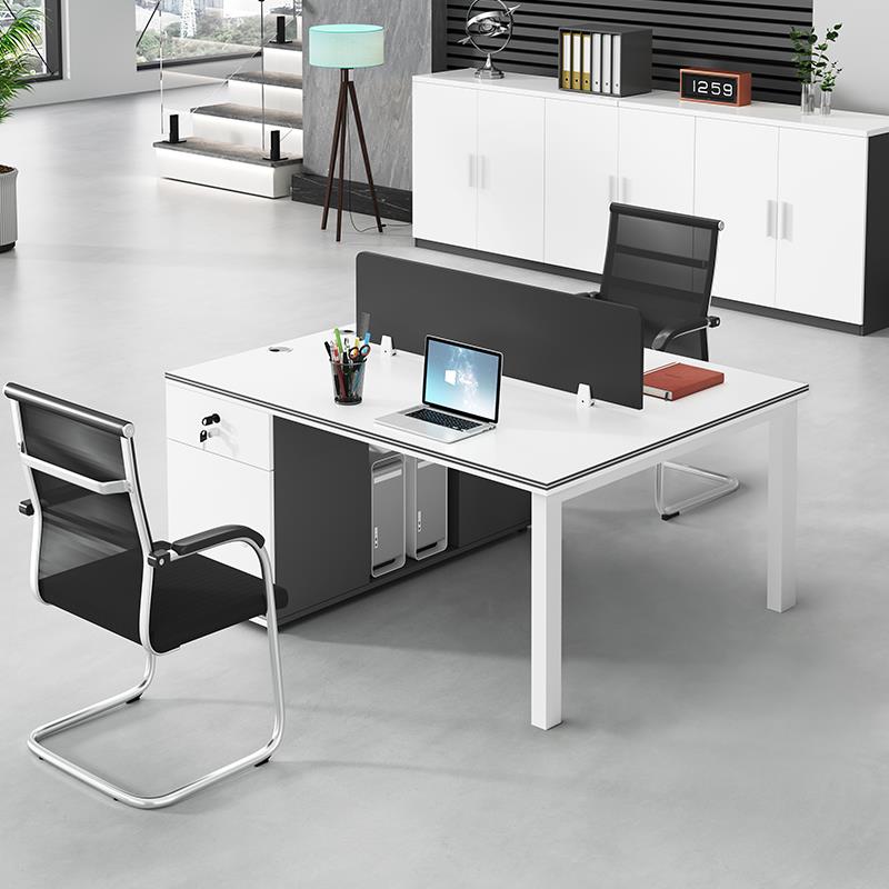 职员办公桌简约现代员工位屏风四人位桌椅组合带抽屉双人办公室桌