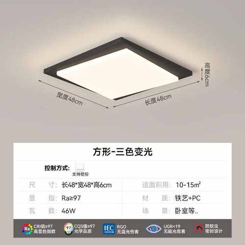 客厅吸顶灯灯灯简主极新款简约长方形家用大气护眼房间灯卧室现代