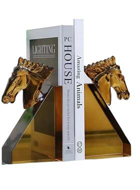 现代简约创意水晶马头书档书立书靠样板房售楼处桌面书架软装饰品