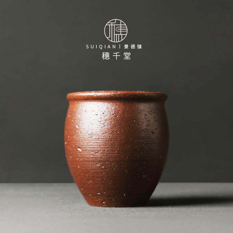 景德镇茶具茶洗日式手工粗陶杯小建水陶瓷废水渣斗钵盂烟灰小缸
