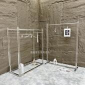 服装 水晶陈列中岛架定制 店展示架不锈钢压克力双杆挂衣架子落地式