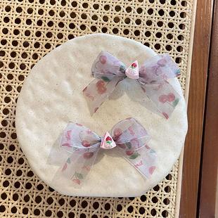 汉服周岁女童儿童发夹结宝宝头饰女宝发饰头花女宝宝红色