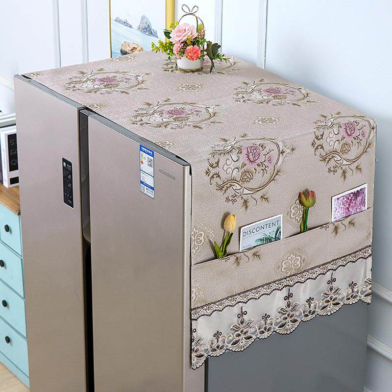 海尔布艺冰箱盖巾防尘罩滚筒洗衣机单开门对开门盖布收纳袋简约