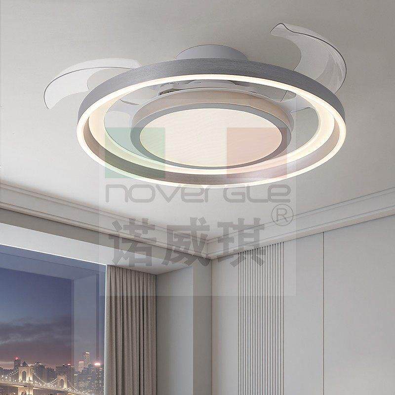 2025新款高端隐形吊扇灯简约客厅饭厅卧室变频静音语音吸顶吊扇灯