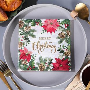 Colorful Napkins Printed Decor Dinner Paper Party Christmas