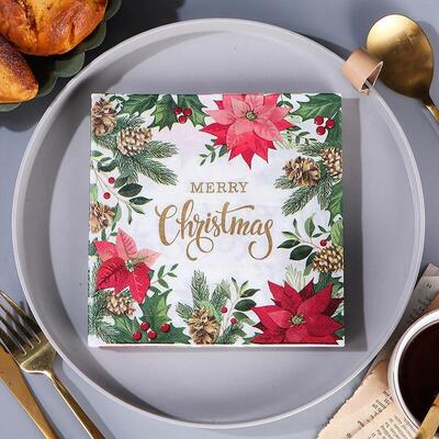Christmas Printed Napkins Colorful Party Dinner Paper Decor
