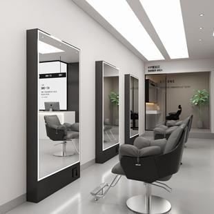 新款理发店落地镜发廊专用不锈钢剪发镜子网红单面双面美发店镜台