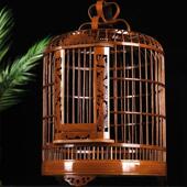 海洋笼王新款 画眉鸟笼子竹子全套配件圆笼鹩八哥鸟笼竹制大号