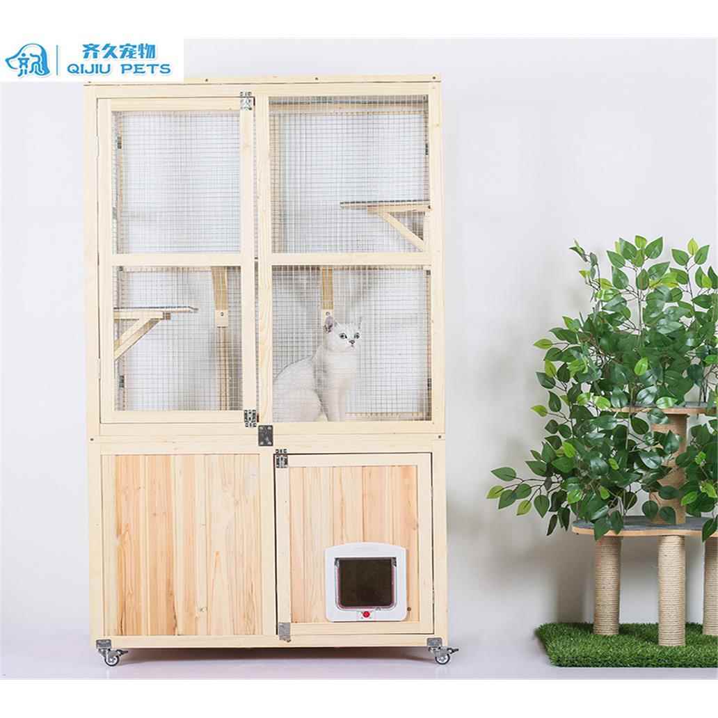 米德猫笼猫别墅木制双层两用繁殖笼超大自由空间家用猫窝实木猫笼