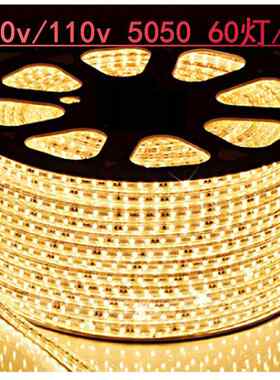 LED灯带超亮110v5050家装吊顶客厅户外工程防水彩光带软灯条220v