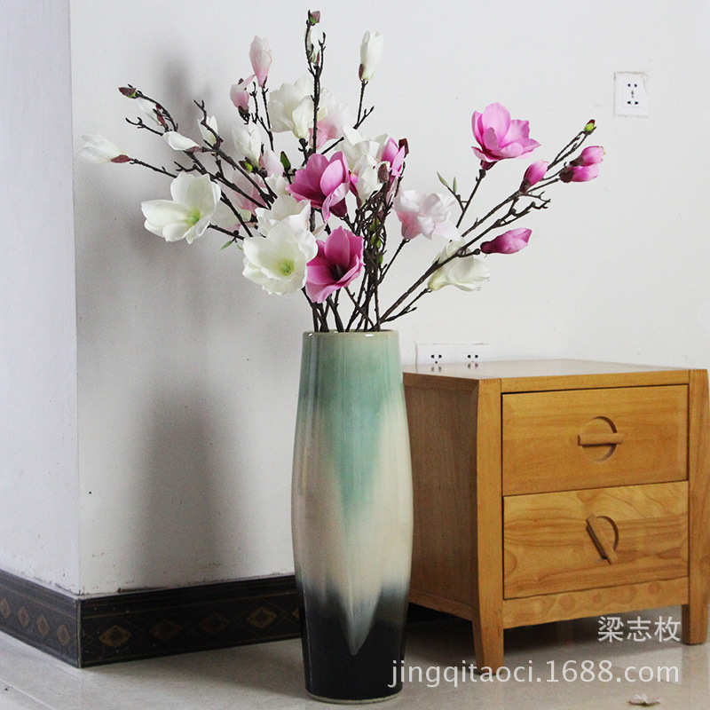 景德镇现代陶瓷落地大花瓶花插 颜色釉落地花瓶 家饰批发