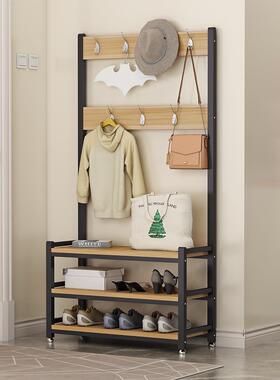 简衣帽架鞋架换鞋凳一门体组合用家客0564厅多易功能衣架落地口挂