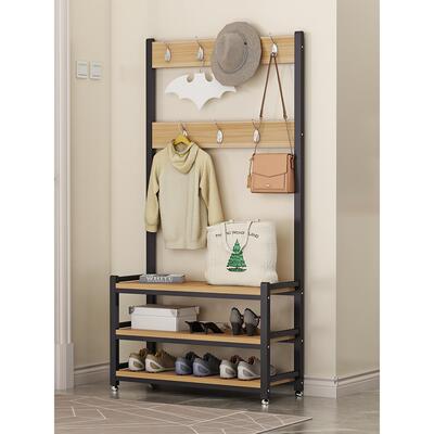 简易衣架帽地架鞋架换鞋凳一组合家用0564体客厅多功能衣落门口挂