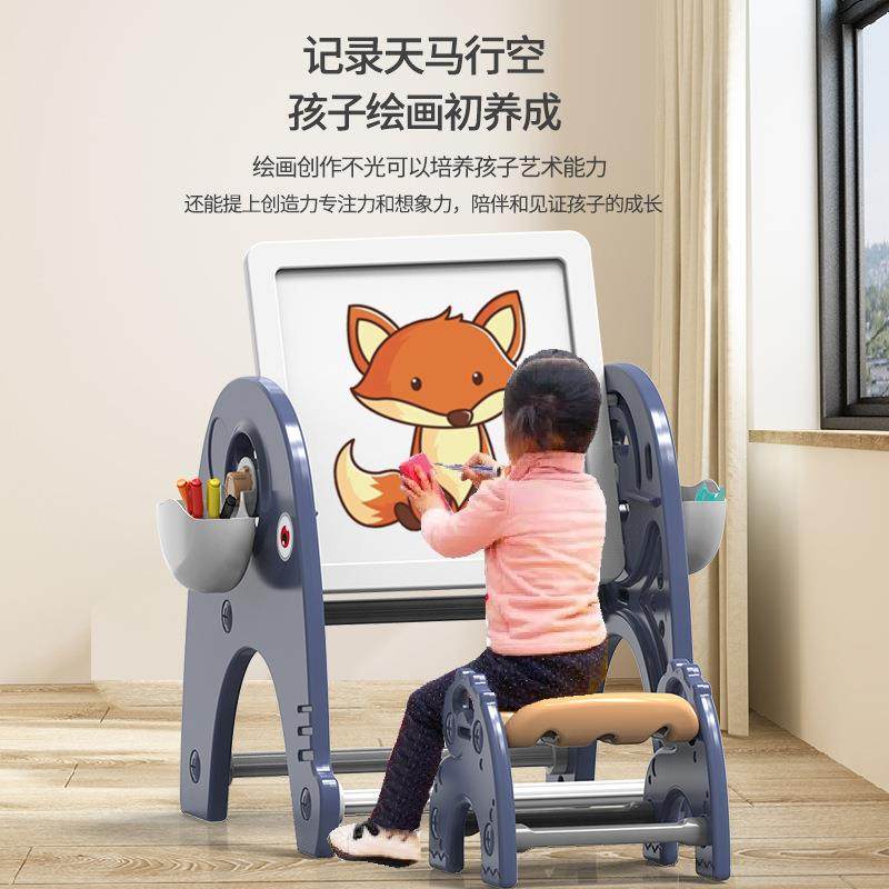 积木桌儿童卡通椅子学习桌多功能可立绘画板益智大颗粒积木玩具