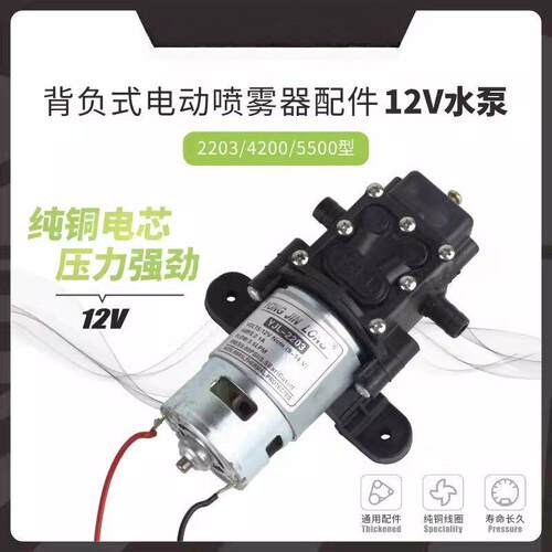 12V电动喷雾器水泵纯铜电机自吸式隔膜泵2203/4200/5500型YJL配件