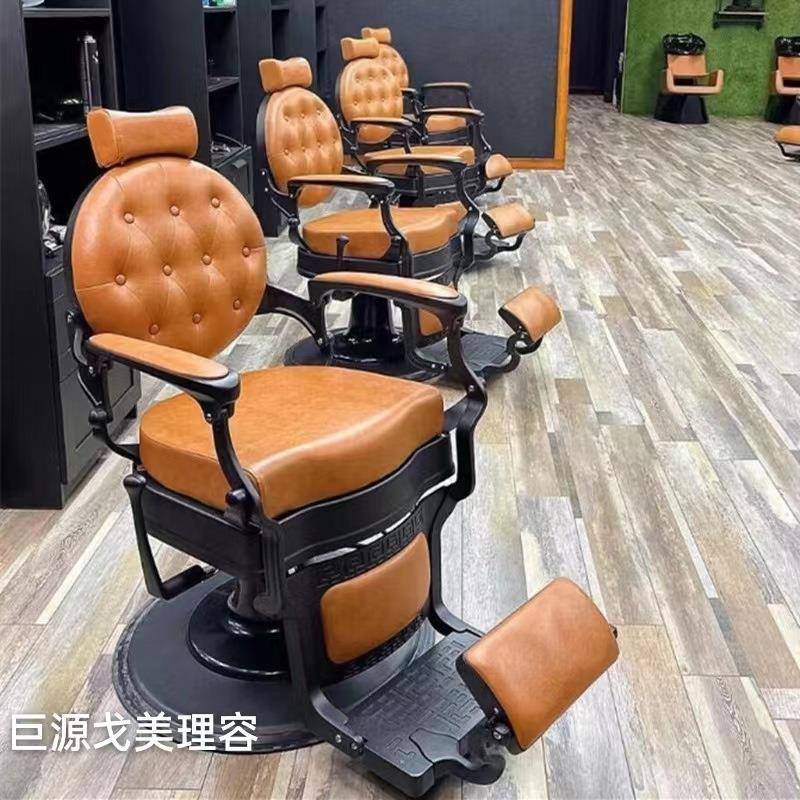 复古理发店剪发椅BarBer男士油头馆放倒刮胡美发修面躺椅发廊专用