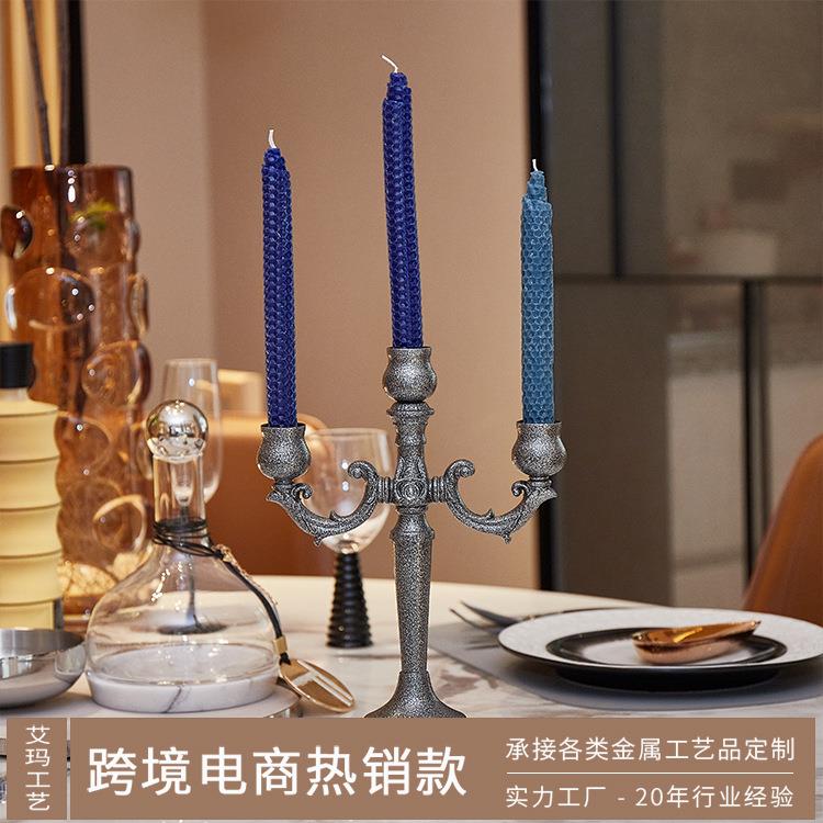 北欧3头烛台摆件ins风 家用现代简约多头金属烛台candle holder