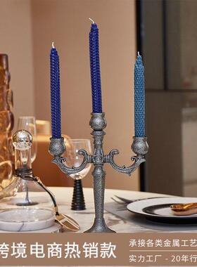 北欧3头烛台摆件ins风 家用现代简约多头金属烛台candle holder
