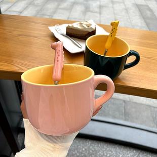 简约马克杯男女士家用燕麦片咖啡杯水杯子小清新 大容量早餐杯韩式