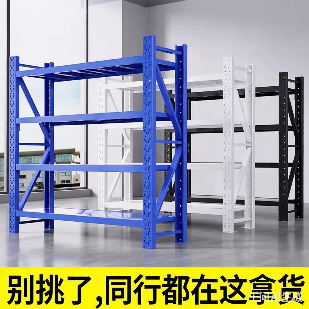 重型角钢置物架 上海产大承重钢制仓储多层货架 家用可调层高图片