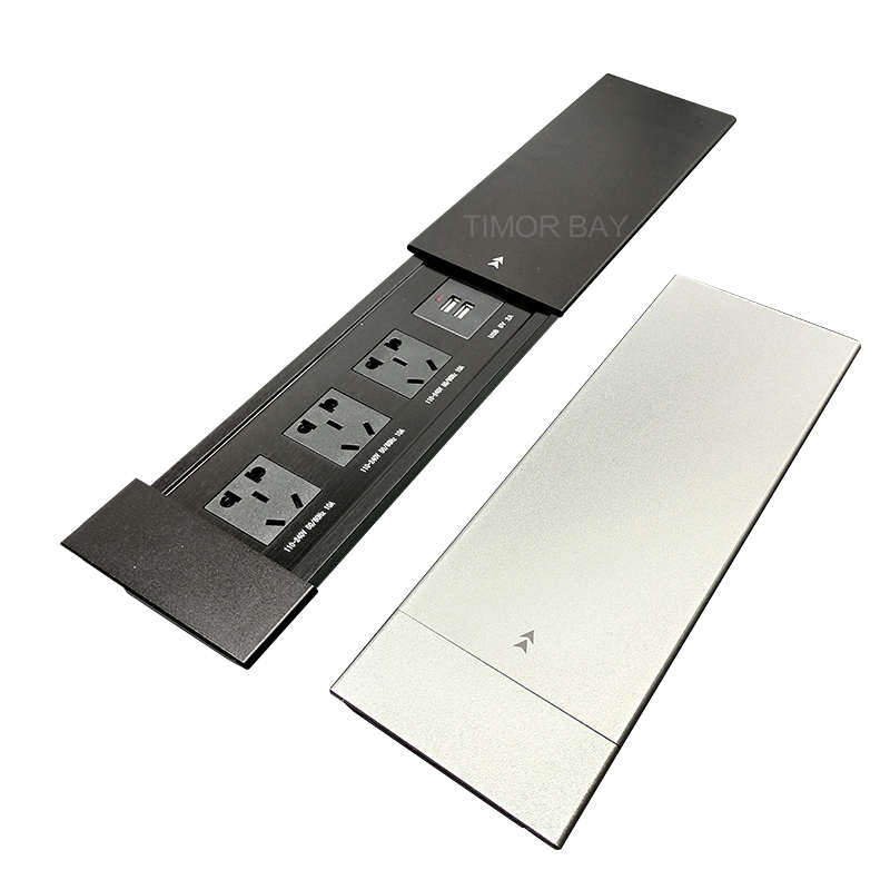 滑盖多功能办公会议桌面茶几桌多媒体插座隐藏嵌入式侧滑功能线盒