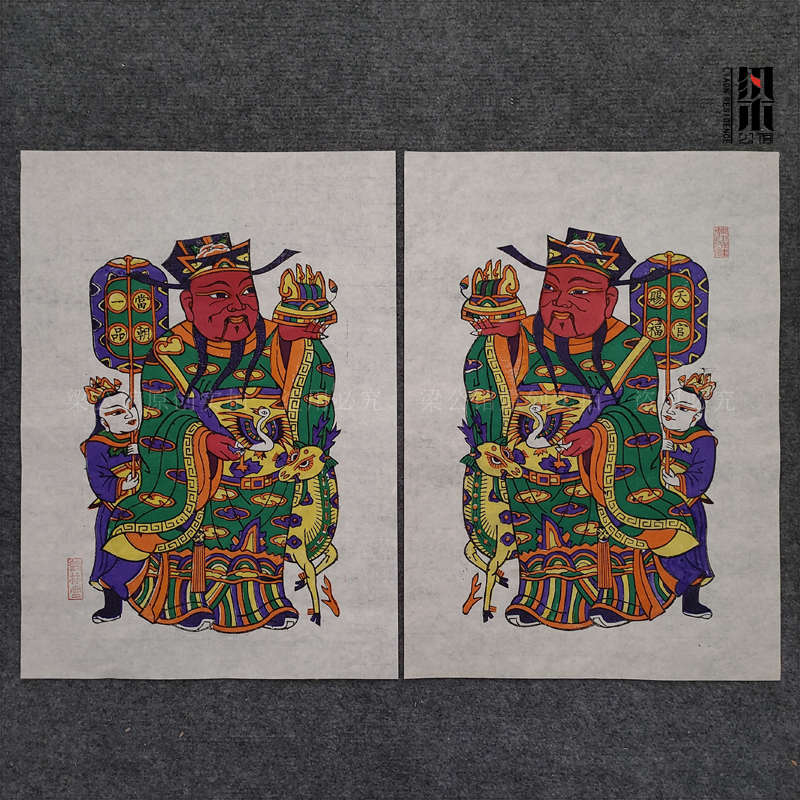 正宗开封朱仙镇年画手工当朝一品天官赐福鹤林堂全新年画创作